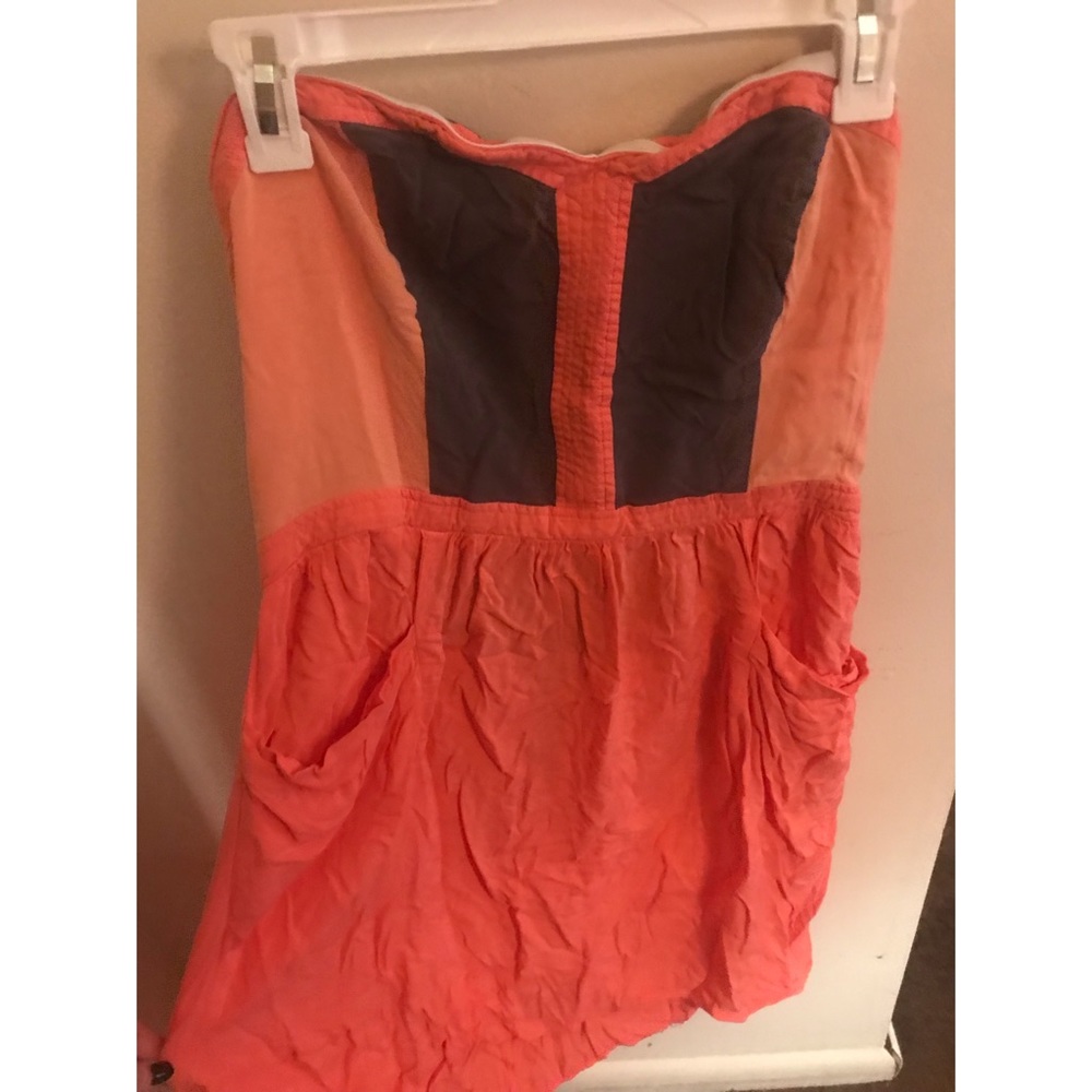 Strapless coral dress